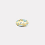Large Polka Dot Milky Turquoise Bombe Ring with .58ct Diamonds