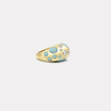 Large Polka Dot Milky Turquoise Bombe Ring with .58ct Diamonds
