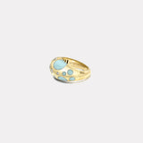 Large Polka Dot Milky Turquoise Bombe Ring with .58ct Diamonds