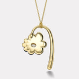 .75ct GIA Oval Diamond in Hand Carved Trolleite Large Flora Pendant