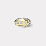 Large Polka Dot Mother of Pearl Bombe Ring with .58ct Diamonds
