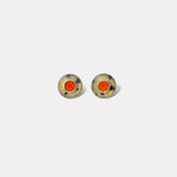 3.7ct Round Fire Opals in Dendrite Lollipop Button Earrings