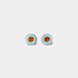 3.7ct Round Fire Opals in Turquoise Lollipop Button Earrings