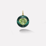 Lollipop Charm - 10.50ct Heart Green Tourmaline in Hand Carved Malachite
