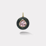 Lollipop Charm - 11.1ct Pear Pink Tourmaline in Spotted Green Jasper