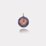 Lollipop Charm - 12.1ct Pink Tourmaline Heart in Hand Carved Lepidolite