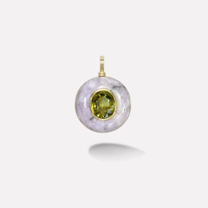 Lollipop Charm - 13.04ct Olive Tourmaline in Hand Carved Amethyst