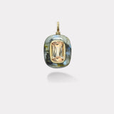 Lollipop Charm - 16.23ct Champagne Tourmaline in Hand Carved Labradorite