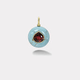 Lollipop Charm -  5.03ct Wine Tourmaline Pear in Hand Carved Turquoise