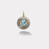 Lollipop Charm - 7.1ct Aquamarine Octagon in Hand Carved Petrified Wood