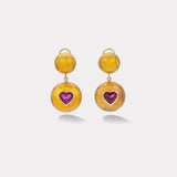 3.9ct Rubellite Hearts in Carnelian Lollipop Earrings