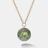 Lollipop Pendant - 2.96ct Heart Green Tourmaline in Green Opal