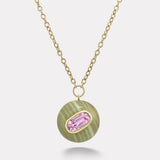 7.03ct Oval Lavender Kunzite in Green Onyx Lollipop Pendant