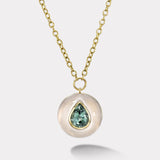 5.45ct Pear Green Tourmaline in Rose Quartz Lollipop Pendant