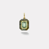 6.03cts Emerald Cut Mint Tourmaline in Hand Carved Labradorite Lollipop Charm