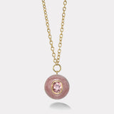 2.30ct Oval Pink Tourmaline in Hand Carved Rhodochrosite Lollipop Pendant