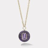 6.46ct Emerald cut Amethyst in Hand Carved Lepidolite Lollipop Pendant