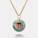 Bicolor Tourmaline in Hand Carved Ruby in Zoisite Lollipop Pendant