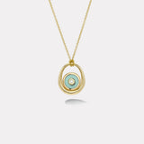 Midi Compass Pendant with Milky Turquoise Looped on a 26" Thin Rolo Chain
