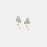 1ct Oval Brilliant Diamonds in Hand Carved Turquoise and Peruvian Opal Flower Earrings