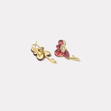 1.05ct Oval Brilliant Diamonds in Hand Carved Rubellite Flower Earrings