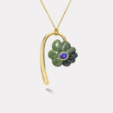 Large Flora Pendant with 1.51ct Oval Australian Opal in Green Opal and Spotted Jade