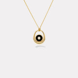 Midi Compass Pendant with Onyx Looped on a 26" Thin Rolo Chain