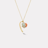 Petite Bonded Flower Pendant with Rainbow Opal and Coral