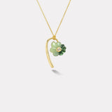 Petite Bonded Flower Pendant with Hand Carved Aventurine and Mint Green Tourmaline