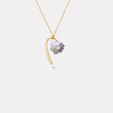 Petite Bonded Flower Pendant with Hand Carved Chalcedony and Tanzanite
