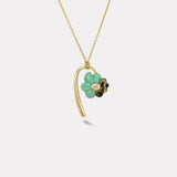 Petite Bonded Flower Pendant with Green Turquoise and Dendrite
