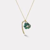 Petite Bonded Flower Pendant with Malachite and Green Tourmaline