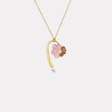 Petite Bonded Flora Pendant with Hand Carved Pink Opal and Pink Tourmaline