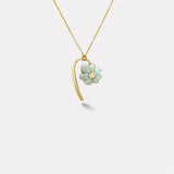 Petite Flora Pendant with Hand Carved Rainbow Opal and Peruvian Opal