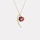 Petite Bonded Flower Pendant with Rubellite and Carnelian