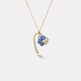 Petite Bonded Flower Pendant with Trolleite and Blue Chalcedony