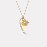 Petite Bonded Flower Pendant with Yellow Aquamarine and Blue Chalcedony