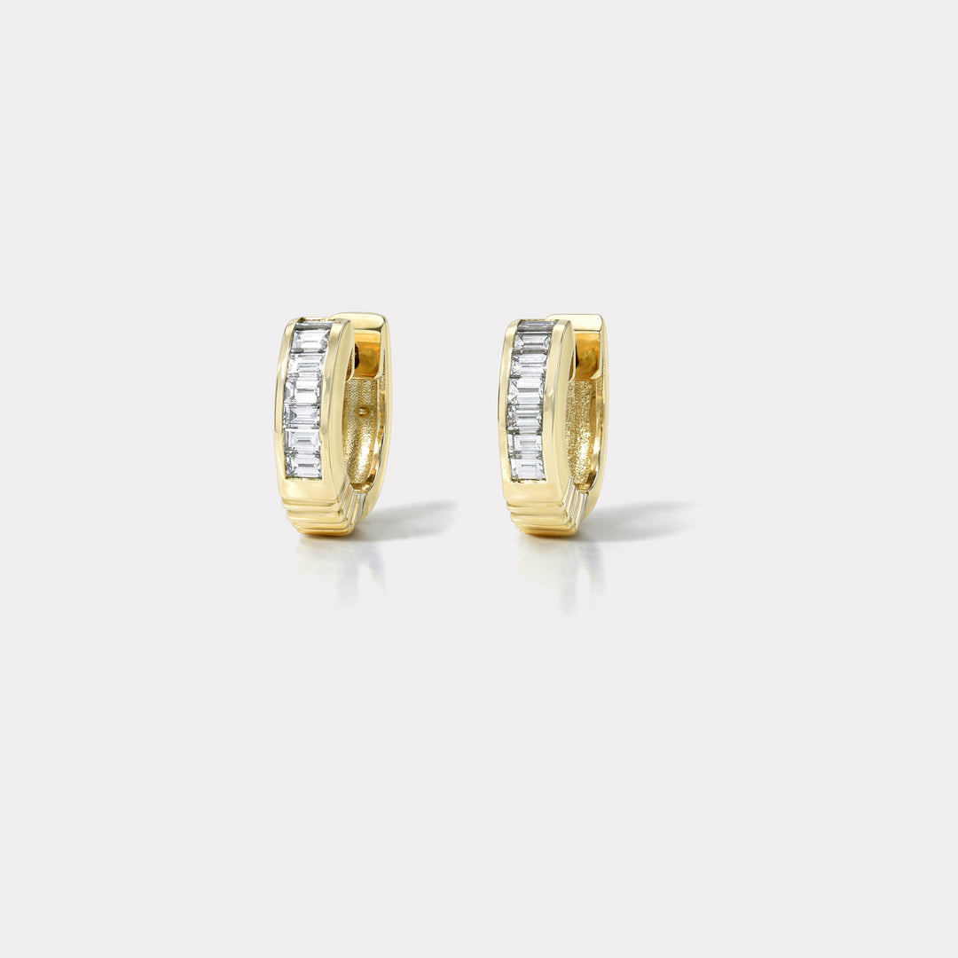 Prong Set Diamond Baguette Huggies main image 1