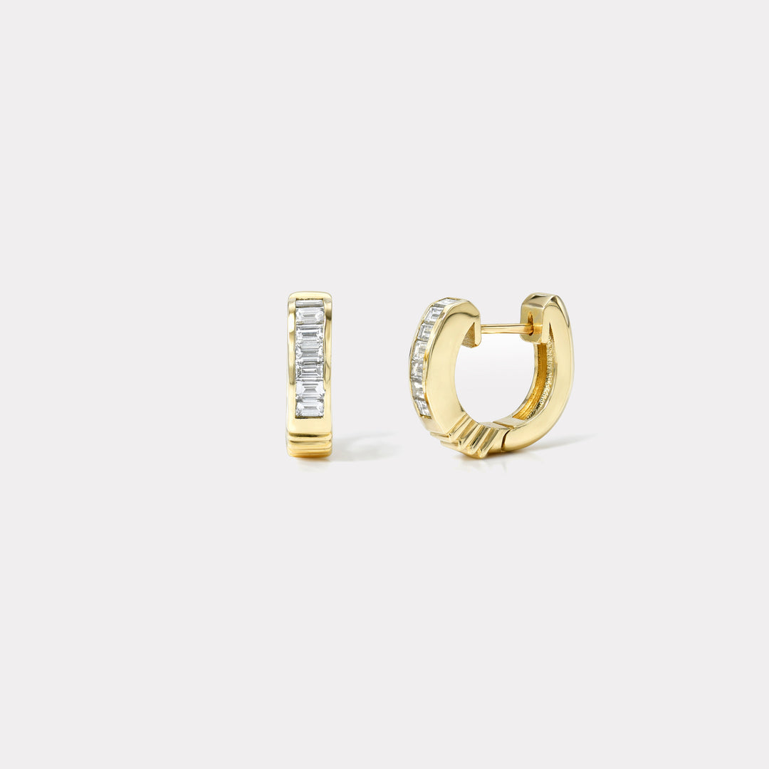 Prong Set Diamond Baguette Huggies main image 0