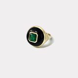 Petite Lollipop Ring - 1.87ct Emerald Cut Emerald in Hand Carved Onyx