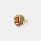 1.9ct Cushion Fire Opal in Green Onyx Petite Lollipop Ring