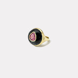 Petite Lollipop Ring - 1.9ct Pear Pink Tourmaline in Hand Carved Jade