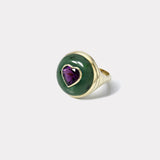 Petite Lollipop Ring -  2.11 Heart Amethyst in Hand Carved Nephrite Jade