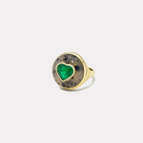 Petite Lollipop Ring - 2.26ct Heart Emerald in Hand Carved Dendrite