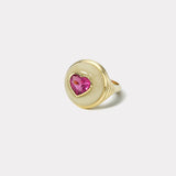 Petite Lollipop Ring -  2.32ct Rubellite Heart in Hand Carved Aquamarine