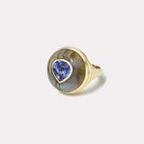 Petite Lollipop Ring - 2.38ct Pear Tanzanite in Hand Carved Labradorite