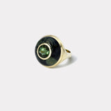 Petite Lollipop Ring - 2.53ct Round Green Tourmaline in Hand Carved Spotted Green Jasper