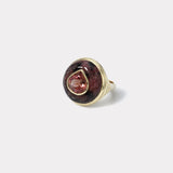 Petite Lollipop Ring - 2.54ct Pear Pink Tourmaline in Hand Carved Rhodonite