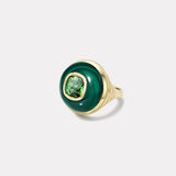 2.70ct Cushion Green Tourmaline in Malachite Petite Lollipop Ring