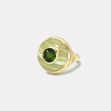 Petite Lollipop Ring- 2ct Round Green Tourmaline in Green Onyx